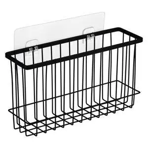 Wall Door Adhesive Kitchen Wrap Organizer Rack, No Drilling, Black Wall Door Adhesive Kitchen Wrap Organizer Rack, No Drilling, Black