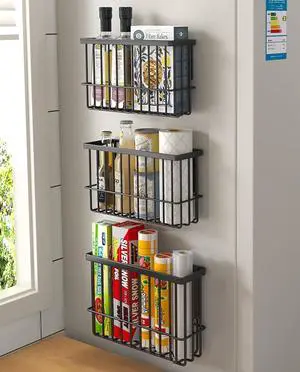 3 Piece Kitchen Cabinet Door Storage Box,Self Adhesive Wall Mounted Storage Boxes,Wardrobe/Bathroom/Refrigerator Small Items Organizer Storage Box (Black3) 3 Piece Kitchen Cabinet Door Storage Box,Self Adhesive Wall Mounted Storage Boxes,Wardrobe/Bathroom/Refrigerator Small Items Organizer Storage Box (Black3)