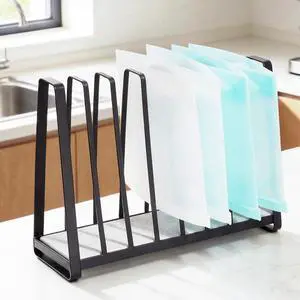 Reusable Bag Drying Rack - 9-Slot Plastic Bag Drying Rack with Diatomite Base(Keep the Countertop Dry), Black Reusable Bag Drying Rack - 9-Slot Plastic Bag Drying Rack with Diatomite Base(Keep the Countertop Dry), Black
