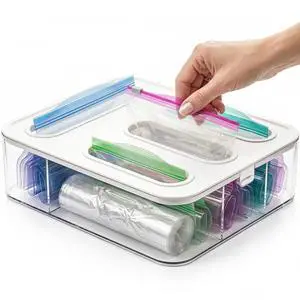Bag Storage Organizer for Kitchen Drawer, Plastic Bag Container Holder, Baggie Dispenser for Gallon, Quart, Sandwich, Snack, Kitchen Organizers and Storage Bag Storage Organizer for Kitchen Drawer, Plastic Bag Container Holder, Baggie Dispenser for Gallon, Quart, Sandwich, Snack, Kitchen Organizers and Storage