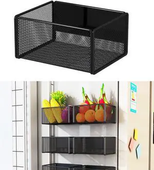 Magnetic Basket Organizer Holder for Fridge Magnetic Storage Bin Box Containers for Refrigerator Whiteboard Classroom (Small, Black) Magnetic Basket Organizer Holder for Fridge Magnetic Storage Bin Box Containers for Refrigerator Whiteboard Classroom (Small, Black)