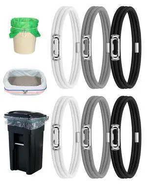Garbage Can Rubber Bands Cord Lock Adjustable Design Trash Can Bands Fits 4-33 Gallon Trash Cans (6pcs (black,grey,white)) Garbage Can Rubber Bands Cord Lock Adjustable Design Trash Can Bands Fits 4-33 Gallon Trash Cans (6pcs (black,grey,white))
