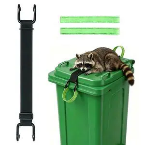 Trash Can Lock - 2 Easy-Pull Tabs for Clean Hands, Bear & Raccoon Proof Lid Lock with Heavy Duty Metal Double Claw Hook, Windproof Adjustable Strap, Fits 28-96 Gal Outdoor Bins Trash Can Lock - 2 Easy-Pull Tabs for Clean Hands, Bear & Raccoon Proof Lid Lock with Heavy Duty Metal Double Claw Hook, Windproof Adjustable Strap, Fits 28-96 Gal Outdoor Bins