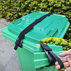 GripHandle Metal Double-Claw Trash Can Lid Lock Strap for Animals,Bungee Cord with Hooks for Trash Bin Garbage Pail,Outdoor Outside Trash Lid Holder to Keep Raccoons Out,Fits 20-96 Gallon Cans - 1pc GripHandle Metal Double-Claw Trash Can Lid Lock Strap for Animals,Bungee Cord with Hooks for Trash Bin Garbage Pail,Outdoor Outside Trash Lid Holder to Keep Raccoons Out,Fits 20-96 Gallon Cans - 1pc