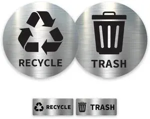 Metallic Print Trash & Recycling Stickers for Bins 2 pack plus 2 Small Stickers. Metallic Look Printed Labels (Not Real Metal) Clear Waste Sorting Decals for Kitchen Metallic Print Trash & Recycling Stickers for Bins 2 pack plus 2 Small Stickers. Metallic Look Printed Labels (Not Real Metal) Clear Waste Sorting Decals for Kitchen