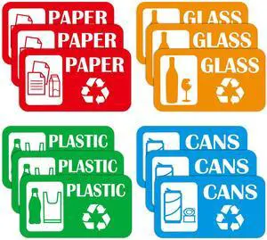 12Pack Recycling Stickers for Trash Cans,Paper Plastic Glass Cans Trash Sorting Stickers for Recycle Bins,Eco-Friendly Trash Can Recycle Signs Indoor & Outdoor Use(3"x5.7") 12Pack Recycling Stickers for Trash Cans,Paper Plastic Glass Cans Trash Sorting Stickers for Recycle Bins,Eco-Friendly Trash Can Recycle Signs Indoor & Outdoor Use(3"x5.7")