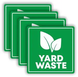 4 Pcs Yard Waste Only Sticker 3.5" by 3.5" Strong Adhesive, Durable, Weatherproof Yard Waste Sticker. Perfect Sticker for Yard Waste Can 4 Pcs Yard Waste Only Sticker 3.5" by 3.5" Strong Adhesive, Durable, Weatherproof Yard Waste Sticker. Perfect Sticker for Yard Waste Can