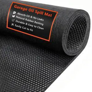 Oil Spill Mat, 36 X 60 inches, Garage Floor Mat Under Car, Waterproof Backing Absorbent Pad Protects Floor, Durable, Reusable, Black Oil Spill Mat, 36 X 60 inches, Garage Floor Mat Under Car, Waterproof Backing Absorbent Pad Protects Floor, Durable, Reusable, Black