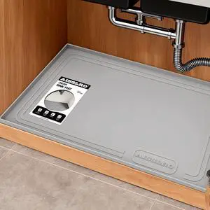 Under Sink Mat 22" X 19", Waterproof Silicone Cabinet Organizer Protector with Raised Edge, Kitchen & Bathroom Leak Tray, Shelf Liner & Pet Feeding Mat for Dog Cat Food Mats, Gray Under Sink Mat 22" X 19", Waterproof Silicone Cabinet Organizer Protector with Raised Edge, Kitchen & Bathroom Leak Tray, Shelf Liner & Pet Feeding Mat for Dog Cat Food Mats, Gray