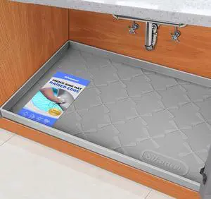 Under Sink Mat Waterproof 34" x 22", Silicone Mat Kitchen Drawer Shelf and Cabinet Liner, Sink Protector for Kitchen Organizers and Storage, Boot Tray Pet Food Mats Under Sink Mat Waterproof 34" x 22", Silicone Mat Kitchen Drawer Shelf and Cabinet Liner, Sink Protector for Kitchen Organizers and Storage, Boot Tray Pet Food Mats