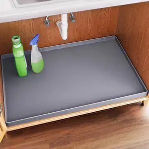 Waterproof Under Sink Mat 34" x 22" Shelf Liner for Kitchen and Bathroom, Cabinet Protector, Organizers and Storage, Flexible Silicone Drip Tray Waterproof Under Sink Mat 34" x 22" Shelf Liner for Kitchen and Bathroom, Cabinet Protector, Organizers and Storage, Flexible Silicone Drip Tray