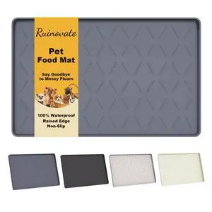 Extra Thick Dog Food Mat Waterproof with Raised Edge 19" x 12" Extra Thick Dog Food Mat Waterproof with Raised Edge 19" x 12"