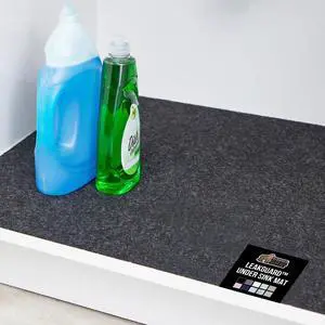 LeakGuard Non-Adhesive Under Sink Mat for Kitchen Cabinet, Waterproof Quick Dry Shelf Liner, Durable Absorbent Felt Mats for Bathroom Sinks, Cabinets, Dresser, Easy to Trim 24x30 Charcoal LeakGuard Non-Adhesive Under Sink Mat for Kitchen Cabinet, Waterproof Quick Dry Shelf Liner, Durable Absorbent Felt Mats for Bathroom Sinks, Cabinets, Dresser, Easy to Trim 24x30 Charcoal