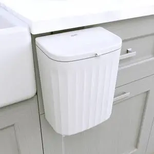 Roomate Under Counter Waste Bin | Space Saving Small Trash Can for Kitchen Cabinet, Bathroom or Office | Dual Lid for Ease of Opening, 9 Liter, White Roomate Under Counter Waste Bin | Space Saving Small Trash Can for Kitchen Cabinet, Bathroom or Office | Dual Lid for Ease of Opening, 9 Liter, White