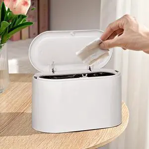 Mini Trash Can with Lid - Removable Small Garbage Can, Tiny Plastic Trash Bin, Pop Up Countertop Wastebasket, Counter Garbage Lint Bin for Bathroom,Office,Kitchen,Desk,Coffee Table(White) Mini Trash Can with Lid - Removable Small Garbage Can, Tiny Plastic Trash Bin, Pop Up Countertop Wastebasket, Counter Garbage Lint Bin for Bathroom,Office,Kitchen,Desk,Coffee Table(White)
