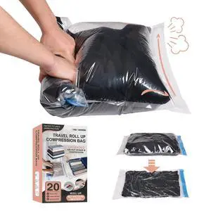 Compression Bags for Travel - Travel Essentials - 20 Pack Space Saver Bags - No Vacuum Needed - Compression Packing Bags for Cruise Accessories Compression Bags for Travel - Travel Essentials - 20 Pack Space Saver Bags - No Vacuum Needed - Compression Packing Bags for Cruise Accessories