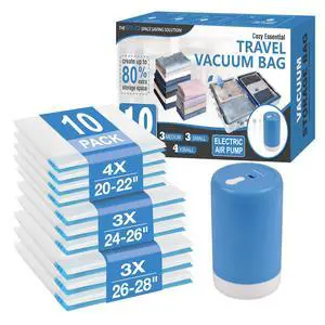 Travel Vacuum Storage Bags with Rechargeable Cordless USB Pump, Space Saver Bags for Luggage, Suitcase, Carry-On, for Clothes, Blankets, Bedding & Seasonal Storage,10 Combo Travel Vacuum Storage Bags with Rechargeable Cordless USB Pump, Space Saver Bags for Luggage, Suitcase, Carry-On, for Clothes, Blankets, Bedding & Seasonal Storage,10 Combo