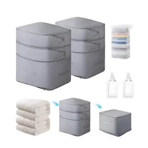 Comforter Storage Bag-Ultra Space Saving Large Self Compression Organizer for Comforters and Blanket,3-Layer Zipper Self-Compressing Organizer for Storage Bedding. (Gray, 2 Pack) Comforter Storage Bag-Ultra Space Saving Large Self Compression Organizer for Comforters and Blanket,3-Layer Zipper Self-Compressing Organizer for Storage Bedding. (Gray, 2 Pack)