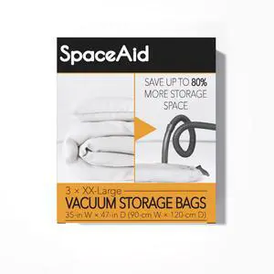 Jumbo Vacuum Storage Bags, Space Saver Sealer Compression Bags for Comforters, Blankets, Pillows, Bedding, Clothes (XX-Large 3 Pack) Jumbo Vacuum Storage Bags, Space Saver Sealer Compression Bags for Comforters, Blankets, Pillows, Bedding, Clothes (XX-Large 3 Pack)