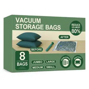 Vacuum Bags for Travel with Pump,8 Pack Vacuum Storage Bags for Bedding and Clothing,Space Saver Bags for Travel and Home(with Hand Pump, Medium 50 * 70) Vacuum Bags for Travel with Pump,8 Pack Vacuum Storage Bags for Bedding and Clothing,Space Saver Bags for Travel and Home(with Hand Pump, Medium 50 * 70)