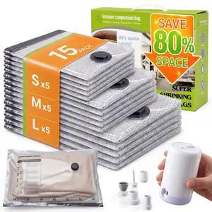 Vacuum Storage Bags with Rechargeable Electric Pump, 15 Combo - Space Saver Vacuum Storage Bags, Blanket & Clothes Storage Bag Vacuums Sealed, Bolsas Para Guardar Ropa Al Vacío Vacuum Storage Bags with Rechargeable Electric Pump, 15 Combo - Space Saver Vacuum Storage Bags, Blanket & Clothes Storage Bag Vacuums Sealed, Bolsas Para Guardar Ropa Al Vacío