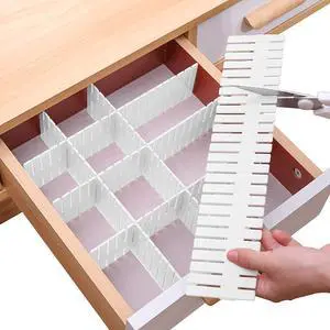 Drawer Divider Adjustable DIY Storage Organizer Separator for Tidying Clutter Cutlery Underwear Socks Clothes Dresses Desk & Box in Kitchen Bathroom Bedroom Office (Cut at Will) Drawer Divider Adjustable DIY Storage Organizer Separator for Tidying Clutter Cutlery Underwear Socks Clothes Dresses Desk & Box in Kitchen Bathroom Bedroom Office (Cut at Will)