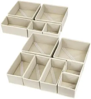 12 Pack Drawer Organizer Clothes, Foldable Fabric Dresser Organizer Closet Organizers and Storage Box for Underwear,Folded Clothes,Baby Clothing,Socks,Bra,Towels,Ties(12 Pack,Beige) 12 Pack Drawer Organizer Clothes, Foldable Fabric Dresser Organizer Closet Organizers and Storage Box for Underwear,Folded Clothes,Baby Clothing,Socks,Bra,Towels,Ties(12 Pack,Beige)