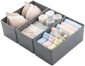 Small Foldable Fabric Drawer Organizer 3-Pack - 11" Breathable Closet & Dresser Storage Bins for Underwear, Socks, Baby Clothes & Bras, Grey Small Foldable Fabric Drawer Organizer 3-Pack - 11" Breathable Closet & Dresser Storage Bins for Underwear, Socks, Baby Clothes & Bras, Grey