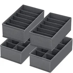 4 PACK Sock Underwear Drawer Organizer Dividers, Collapsible Cabinet Closet Storage Boxes for Clothes, Socks, Lingerie, Underwear, Tie, Belt,Bedroomedroom 4 PACK Sock Underwear Drawer Organizer Dividers, Collapsible Cabinet Closet Storage Boxes for Clothes, Socks, Lingerie, Underwear, Tie, Belt,Bedroomedroom