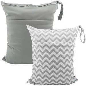BABY 2pcs Cloth Diaper Wet Dry Bags Waterproof Reusable with Two Zippered Pockets Travel Beach Pool Daycare Soiled Baby Items Yoga Gym Bag for Swimsuits or Wet Clothes BABY 2pcs Cloth Diaper Wet Dry Bags Waterproof Reusable with Two Zippered Pockets Travel Beach Pool Daycare Soiled Baby Items Yoga Gym Bag for Swimsuits or Wet Clothes