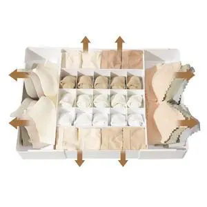 Adjustable Drawer Organizer 19-Grid Divider for Socks, Bras & Panties, Closet Storage Box for Underwear & Dresser Drawers (15+4) Adjustable Drawer Organizer 19-Grid Divider for Socks, Bras & Panties, Closet Storage Box for Underwear & Dresser Drawers (15+4)