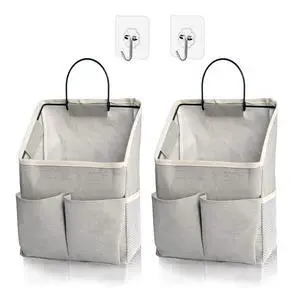 2 Pack Wall Hanging Storage Bag,Wall Hanging Organizer with Pockets, Hanging storage basket for Dormitory Bathroom Bedroom (Grey-upgraded) 2 Pack Wall Hanging Storage Bag,Wall Hanging Organizer with Pockets, Hanging storage basket for Dormitory Bathroom Bedroom (Grey-upgraded)