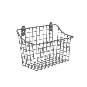 Large Wall Mounted Wire Basket Industrial Gray Kitchen Wall Mount Organizer Storage Basket, Wire Basket for Kitchen Bathroom Pantry Organization, Wall Hanging Wire Caddy for Modern Homes Large Wall Mounted Wire Basket Industrial Gray Kitchen Wall Mount Organizer Storage Basket, Wire Basket for Kitchen Bathroom Pantry Organization, Wall Hanging Wire Caddy for Modern Homes