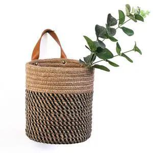 Wall Hanging Storage Baskets - Small Cotton Rope Woven Closet Storage Bins-Shelf Basket Organizer for Plants, Towels,Toys - 6.3" x 7" (Jute) Wall Hanging Storage Baskets - Small Cotton Rope Woven Closet Storage Bins-Shelf Basket Organizer for Plants, Towels,Toys - 6.3" x 7" (Jute)