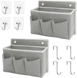 2-Pack Wall Hanging Organizer Bag/Hanging Baskets with Large Mesh Compartment & 3 PocketsOver the Door Organizer Space Saving Storage for Bedroom,RV Camper, Closet (Gray -2 Pack) 2-Pack Wall Hanging Organizer Bag/Hanging Baskets with Large Mesh Compartment & 3 PocketsOver the Door Organizer Space Saving Storage for Bedroom,RV Camper, Closet (Gray -2 Pack)