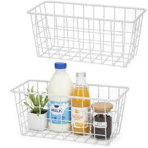 2 Set LeleCAT Hanging Wall Basket Organizer Over the Cabinet Door Adhesive Wire Baskets for Organizing Kitchen Food Pantry Bathroom Shelf Storage No Drilling Wall Mounted,White 2 Set LeleCAT Hanging Wall Basket Organizer Over the Cabinet Door Adhesive Wire Baskets for Organizing Kitchen Food Pantry Bathroom Shelf Storage No Drilling Wall Mounted,White