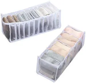2 Pcs 11 Grids 7 Grids Underwear Drawer Organisers Sock Drawer Organizer Divider Underwear Storage Boxes Foldable Closet Dresser Drawer Organizer for Storing Socks White 2 Pcs 11 Grids 7 Grids Underwear Drawer Organisers Sock Drawer Organizer Divider Underwear Storage Boxes Foldable Closet Dresser Drawer Organizer for Storing Socks White