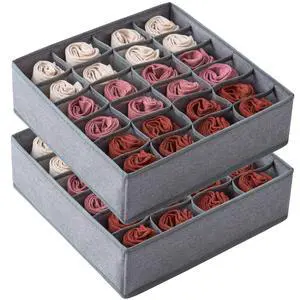 2 Pack Socks Underwear Drawer Organizer Divider, 24 Cell or 16 Cell Collapsible Cabinet Closet Organizer Storage Boxes for Clothes, Socks, Lingerie, Underwear, Ties 2 Pack Socks Underwear Drawer Organizer Divider, 24 Cell or 16 Cell Collapsible Cabinet Closet Organizer Storage Boxes for Clothes, Socks, Lingerie, Underwear, Ties