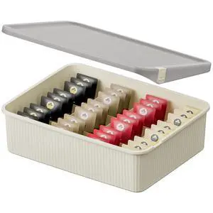 12-Compartment Fixed-Divider Plastic Storage Box with Lid Sleek Drawer Organizer for Socks, Underwear, Bras, Cosmetics 12-Compartment Fixed-Divider Plastic Storage Box with Lid Sleek Drawer Organizer for Socks, Underwear, Bras, Cosmetics