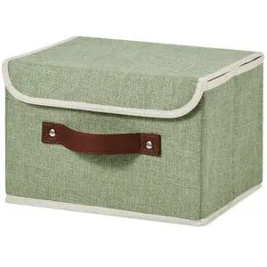 Storage Bins Box with Lids Decorative Cotton Linen Fabric Baskets Cubes with Handles PP Plastic Board Foldable Washable Lidded Clothing Shelf Closet Organizer Container (Light Green, Small) Storage Bins Box with Lids Decorative Cotton Linen Fabric Baskets Cubes with Handles PP Plastic Board Foldable Washable Lidded Clothing Shelf Closet Organizer Container (Light Green, Small)