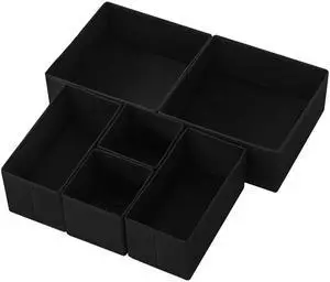 6 Pack Drawer Organizers for Clothing, Dresser Drawer Organizer Clothes, Fabric Foldable Closet Organizers and Storage Basket Bins for Clothes, Underwear, Bras, Socks (Black) 6 Pack Drawer Organizers for Clothing, Dresser Drawer Organizer Clothes, Fabric Foldable Closet Organizers and Storage Basket Bins for Clothes, Underwear, Bras, Socks (Black)