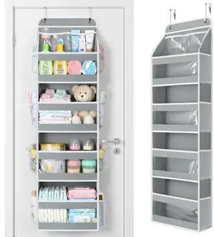 5 Tier Over the Door Organizer, Swing-proof Door Organizer Hanging with Clear PVC Windows, Behind the Door Storage for Bedroom Nursery Closet Laundry Pantry Bathroom, Grey 5 Tier Over the Door Organizer, Swing-proof Door Organizer Hanging with Clear PVC Windows, Behind the Door Storage for Bedroom Nursery Closet Laundry Pantry Bathroom, Grey
