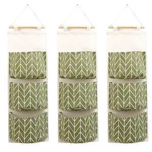 3-Pack Wall Hanging Storage Bags Over-the-Door Organizers with 3 Large Pockets (6.3" × 5.1"), Hanging Closet & Pantry Organizer for Bedroom, Bathroom, Dorm, and More (Green) 3-Pack Wall Hanging Storage Bags Over-the-Door Organizers with 3 Large Pockets (6.3" × 5.1"), Hanging Closet & Pantry Organizer for Bedroom, Bathroom, Dorm, and More (Green)