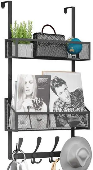 Over The Door Hooks Organizer, Coat Rack Over The Door Storage Hanger Towel Rack, Back of Door Storage Organizer for Bathroom,Bedroom,Kitchen,Office (Black, 3-Tier) Over The Door Hooks Organizer, Coat Rack Over The Door Storage Hanger Towel Rack, Back of Door Storage Organizer for Bathroom,Bedroom,Kitchen,Office (Black, 3-Tier)