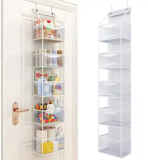 5-Shelf Over The Door Hanging Pantry Organizer, Room Organizer with Clear Plastic Pockets, 25lb Ultra Sturdy & Large Capacity for Closet, Bedroom, Nursery, Bathroom and Sundries 5-Shelf Over The Door Hanging Pantry Organizer, Room Organizer with Clear Plastic Pockets, 25lb Ultra Sturdy & Large Capacity for Closet, Bedroom, Nursery, Bathroom and Sundries