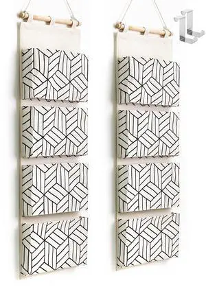 2Pcs Over Door Hanging Storage Bags Wall Mount Closet Organizer, 4 Big Pockets Linen Cotton Fabric Living Room Bedroom Bathroom File Magazine Waterproof Free Hooks White 2Pcs Over Door Hanging Storage Bags Wall Mount Closet Organizer, 4 Big Pockets Linen Cotton Fabric Living Room Bedroom Bathroom File Magazine Waterproof Free Hooks White