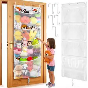 Hanging Stuffed Animal Storage, Over Door Large Plush Toy Organizer with Metal Hook, Baby Accessory Holder Idea for Nursery, Doll & Bear Mesh Hammock Bag for Girl Boy Kid Room Hanging Stuffed Animal Storage, Over Door Large Plush Toy Organizer with Metal Hook, Baby Accessory Holder Idea for Nursery, Doll & Bear Mesh Hammock Bag for Girl Boy Kid Room