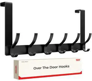 Over The Door Hooks, Door Hanger Hooks for Hanging, Towel Racks for Bathroom with 12 Coat Hook, Coat Rack College Dorm Essentials Bathroom Accessories1 Pack, Black Over The Door Hooks, Door Hanger Hooks for Hanging, Towel Racks for Bathroom with 12 Coat Hook, Coat Rack College Dorm Essentials Bathroom Accessories1 Pack, Black