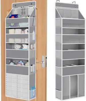 5-Tier Over the Door Organizer for Hanging - 50LB Heavy-Duty Back of Door Organizer with 5 Spacious Pockets & 13 Mesh Pockets, Multipurpose Storage for Nursery, Bedroom, Closet(1 Pack, Gray) 5-Tier Over the Door Organizer for Hanging - 50LB Heavy-Duty Back of Door Organizer with 5 Spacious Pockets & 13 Mesh Pockets, Multipurpose Storage for Nursery, Bedroom, Closet(1 Pack, Gray)