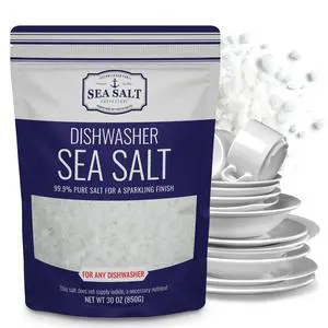 Dishwasher Salt, Natural Water Softener, Food Grade Coarse Sea Salt Compatible with Miele, Thermador, Whirlpool, & Bosch Dishwasher, 30 oz Bag Dishwasher Salt, Natural Water Softener, Food Grade Coarse Sea Salt Compatible with Miele, Thermador, Whirlpool, & Bosch Dishwasher, 30 oz Bag